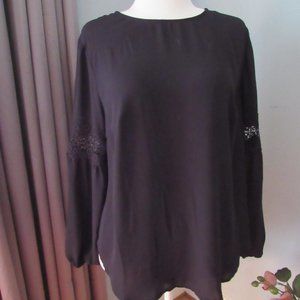 AVA & VIV LONG-SLEEVE BLOUSE; BLACK; SIZE X